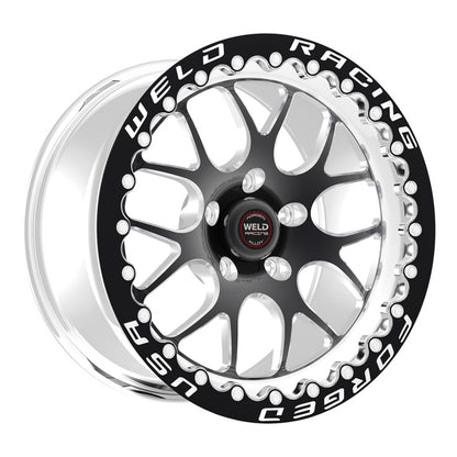 Weld S77 HD 17x11 / 6x5 BP / 7.4in. BS Black Wheel (HD Low Pad) - Black Single Beadlock MT