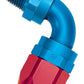 Russell Performance -10 AN Red/Blue 90 Deg Full Flow Swivel Pipe Thread Hose End (With 3/8in NPT)