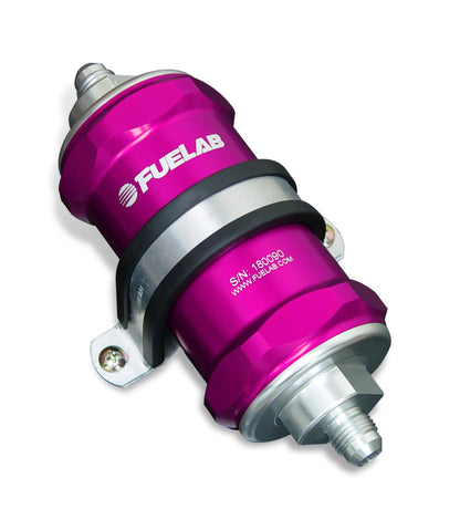 Fuelab 818 In-Line Fuel Filter Standard -8AN In/Out 10 Micron Fabric - Purple