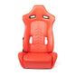 NRG Reclinable Sport Seats (Pair) The Arrow Red Vinyl w/ Pressed NRG Logo w/ Red Stitch