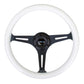 NRG Classic Wood Grain Steering Wheel (350mm) Glow-N-The-Dark Green Grip w/Black 3-Spoke Center