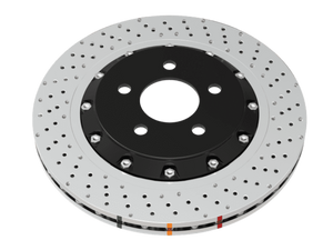 DBA 18-21 Subaru WRX STI Front 5000 Series 2-Piece Drilled Rotor w/Black Hat