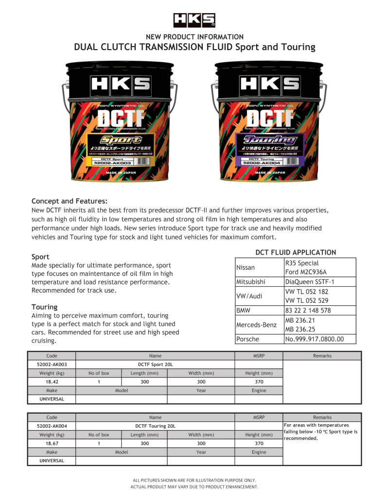 HKS Dual Clutch Transmission Fluid Touring 20L