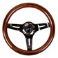 NRG Classic Wood Grain Steering Wheel (310mm) Dark Wood & Black Line Inlay w/Blk Chrome 3-Spoke Ctr.