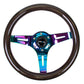 NRG Classic Wood Grain Steering Wheel (310mm) Black w/Neochrome 3-Spoke Center