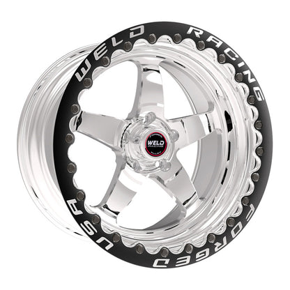 Weld S71 15x8.33 / 5x4.75 BP / 5.5in. BS Polished Wheel (Low Pad) - Black Single Beadlock MT