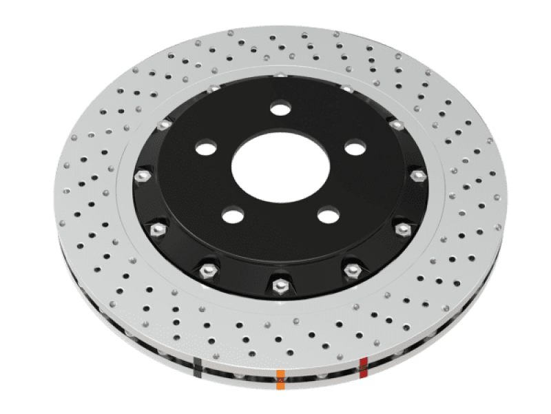 DBA 09-11 Volkswagen CC VR6 3.6L Front 5000 Series 2-Piece Cross Drilled Wavey Rotor w/Black Hat