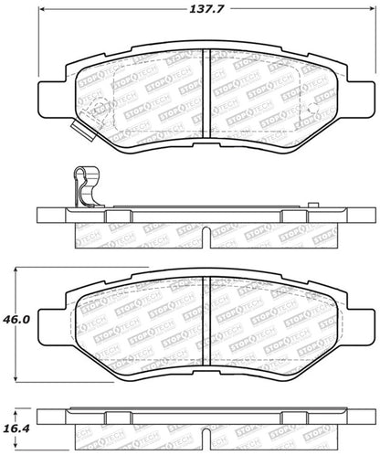 StopTech Street Select Brake Pads w/Hardware - Rear