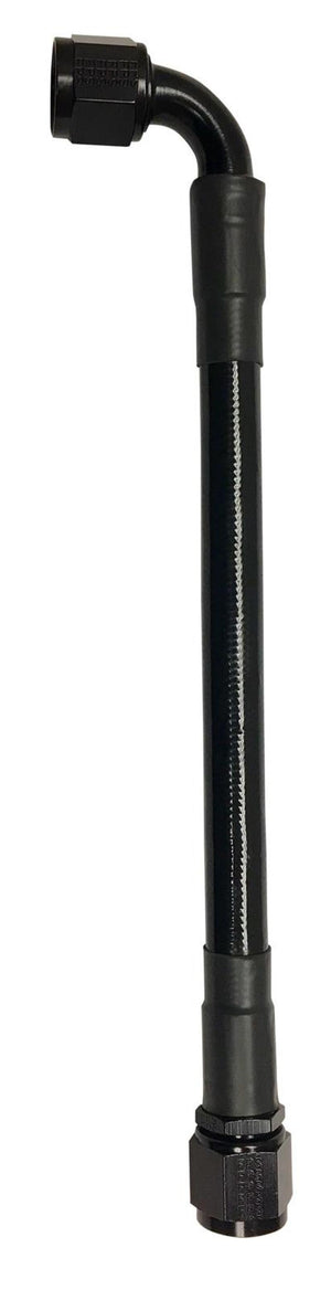 Fragola -8AN Ext Black PTFE Hose Assembly Straight x 90 Degree 96in