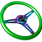 NRG Classic Wood Grain Steering Wheel (350mm) Green Pearl/Flake Paint w/Neochrome 3-Spoke Center