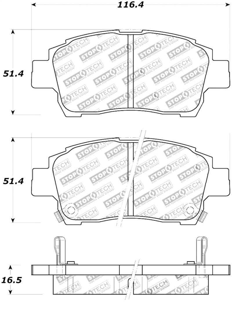 StopTech Street Touring 00-05 Spyder MR2 / 00 Celica GT Front Brake Pads