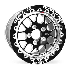 Weld S77 15x12.33 / 5x4.75 BP / 4.5in. BS Black Wheel (Medium Pad) - Black Single Beadlock MT