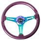 NRG Classic Wood Grain Steering Wheel (350mm) Purple Pearl Paint w/Neochrome 3-Spoke Center