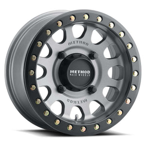 Method MR401 UTV Beadlock 15x6 / 5+1/53mm Offset / 4x136 / 106mm CB Titanium Wheel- Matte Black Ring