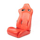 NRG Reclinable Sport Seats (Pair) The Arrow Red Vinyl w/ Pressed NRG Logo w/ Red Stitch