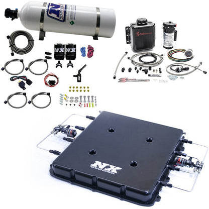 Nitrous Express Nitrous & Water Injection Kit w/Billet LT4 Supercharger Lid w/15lb Bottle